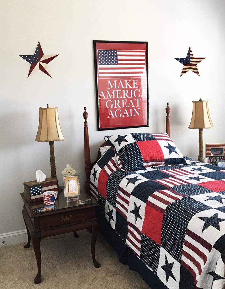 WHY Decor Metal Barn Star, American Patriotic American Flag Wall Decoration Outdoor Indoor Hanging Wall Art 4th of July Memorial Day Veterans Day Gift for Man Star Ornament Home Decor 12 Inch(C) - Image 4
